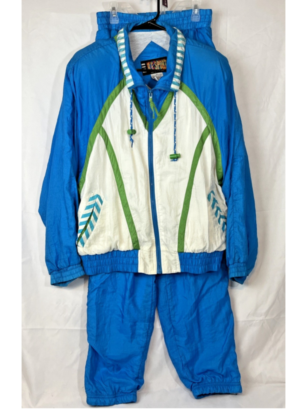 VTG 80s 90s River Edge Sport Track Suit Set XL Floral Colorblock Windbreaker